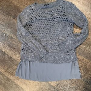 Women’s grey sweater with blouse underlay from The Limited. Sz small. EUC